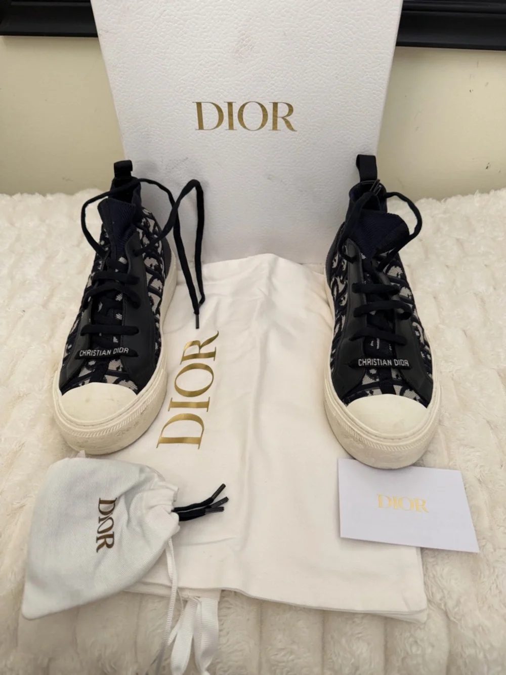 Dior Deep Blue Monogram Walk'n'Dior Low-Top Sneakers - Picture 7 of 8